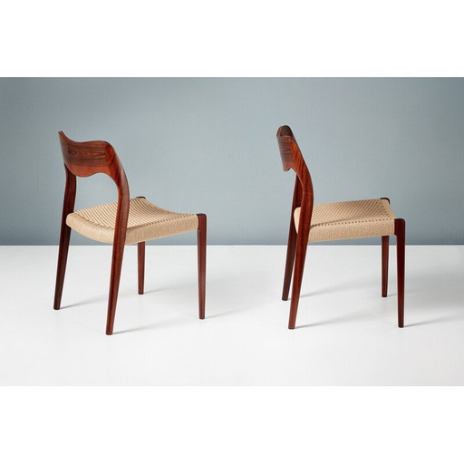 Set of 8 vintage model 71 rosewood dining chairs by Niels Møller