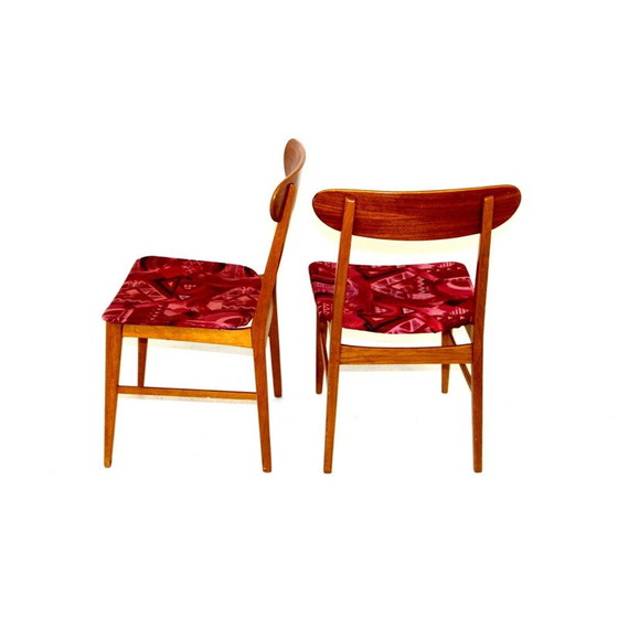 Image 1 of Coppia di sedie vintage scandinave in legno di quercia e tessuto, Svezia 1960