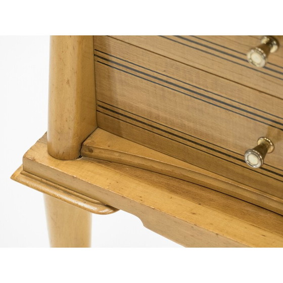 Image 1 of Coppia di comodini vintage in sicomoro, ottone di Suzanne Guiguichon, 1950