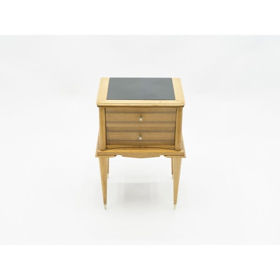 Image 1 of Coppia di comodini vintage in sicomoro, ottone di Suzanne Guiguichon, 1950