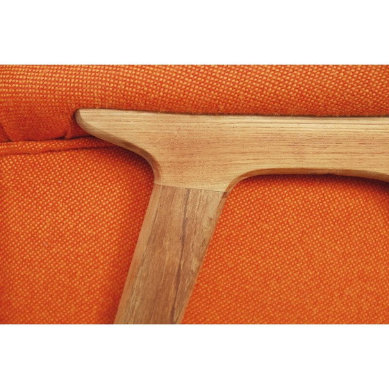 Image 1 of Vintage armchair for Bruksbo Nesjestranda in orange fabric and elmwood 1960
