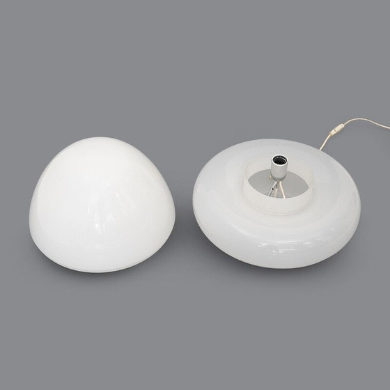 Image 1 of Lampada da tavolo vintage in vetro di Murano con doppio diffusore, Italia 1970