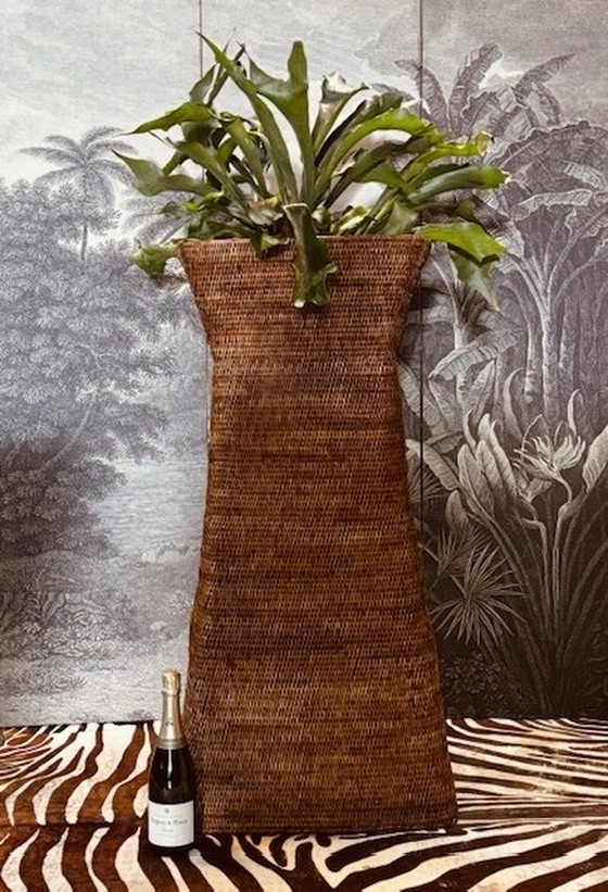 Image 1 of Set di 2 pilastri in rattan di canna e rattan della Birmania/Myanmar