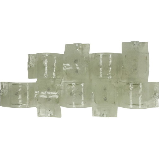 Set of 9 vintage postmodern wall lamps in pulegoso Murano glass, 1970s