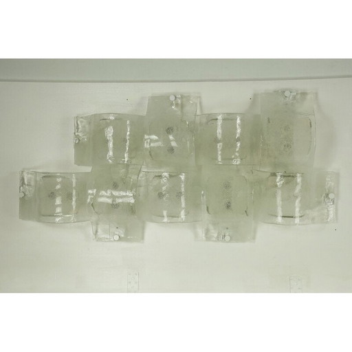 Set of 9 vintage postmodern wall lamps in pulegoso Murano glass, 1970s