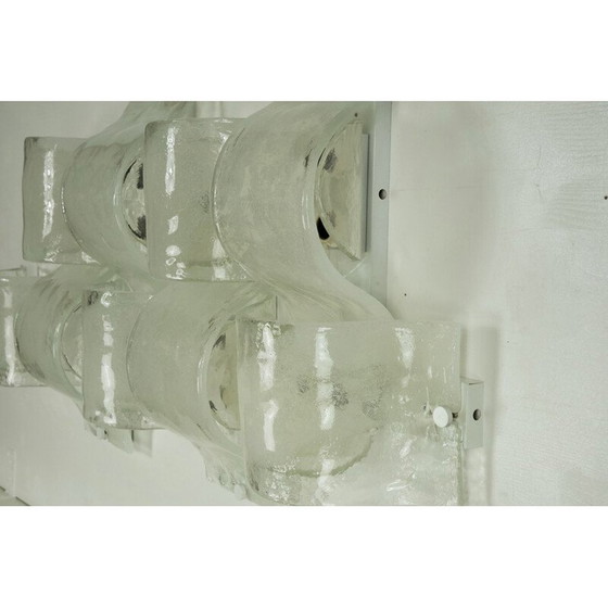 Image 1 of Set di 9 lampade da parete vintage postmoderne in vetro di Murano pulegoso, anni '70