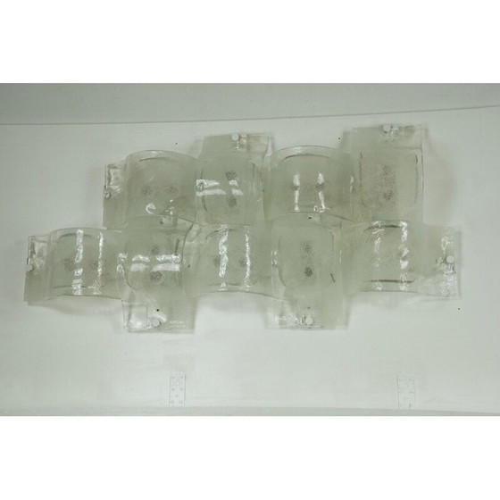 Image 1 of Set di 9 lampade da parete vintage postmoderne in vetro di Murano pulegoso, anni '70