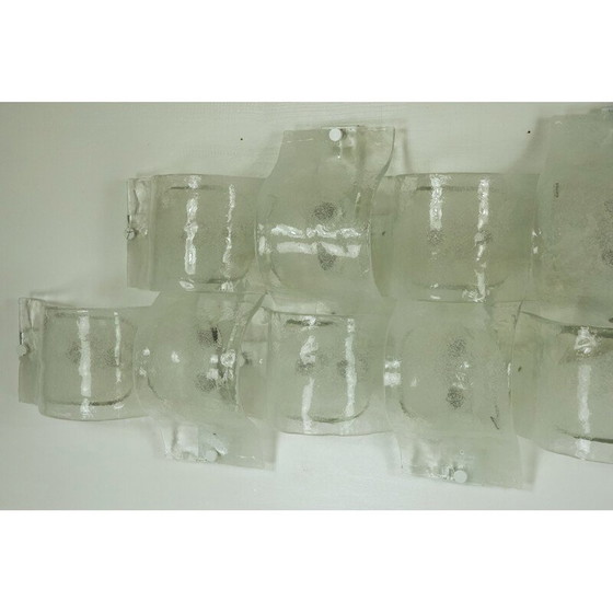 Image 1 of Set di 9 lampade da parete vintage postmoderne in vetro di Murano pulegoso, anni '70