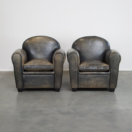 2 X Sheep Leather Design Armchair By Bart Van Bekhoven