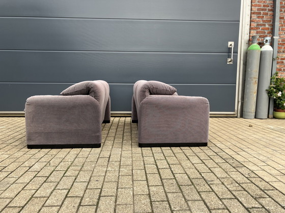 Image 1 of Cassina Maralunga 2X 2Seat Vico Magistretti, Original Light Gray Ribble Fabric