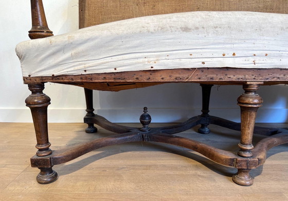 Image 1 of Louis Xiii Style High Back Walnut Bench, 1880S