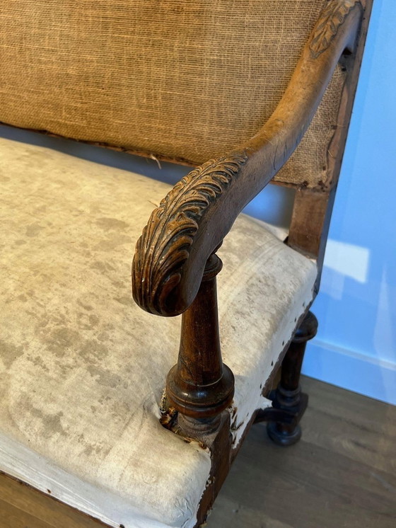 Image 1 of Louis Xiii Style High Back Walnut Bench, 1880S