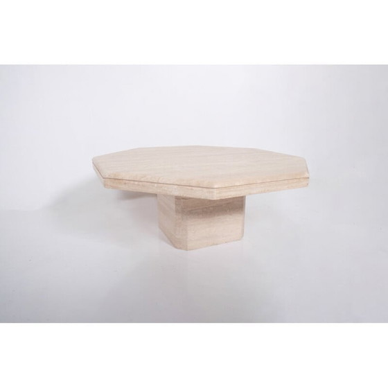 Image 1 of Vintage octagonal travertine coffee table, 1970