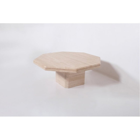 Image 1 of Vintage octagonal travertine coffee table, 1970
