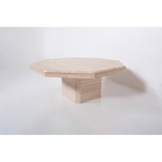 Image 1 of Vintage octagonal travertine coffee table, 1970