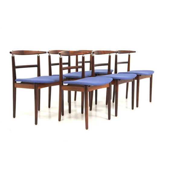 Image 1 of Set of 6 vintage chairs in rosewood by Helge Sibast and Børge Rammerskov, Denmark 1960