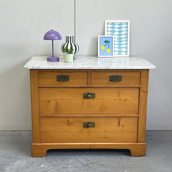 Image 1 of Marble Top Dresser/Trawer Cabinet