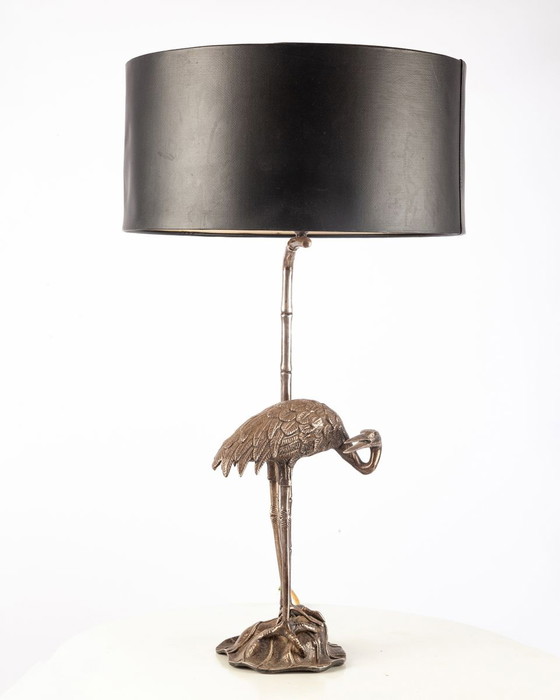 Image 1 of Lampe de table Hollywood Regency avec une grue