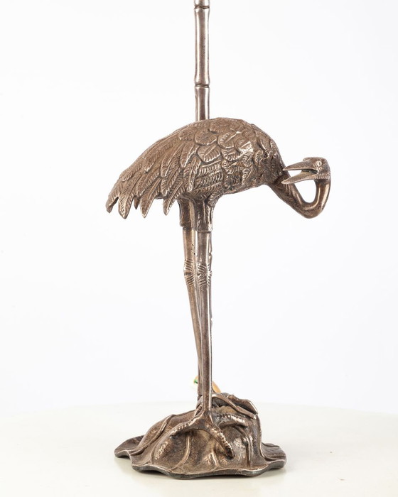 Image 1 of Hollywood Regency crane table lamp from Maison Charles, 1950s