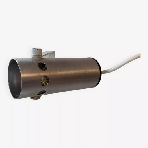 Lampada da parete vintage regolabile, metallo spazzolato, Francia 1960