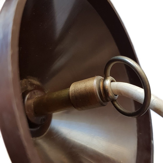 Image 1 of Piccole lampade a sospensione vintage in vetro smerigliato francese, set da 3