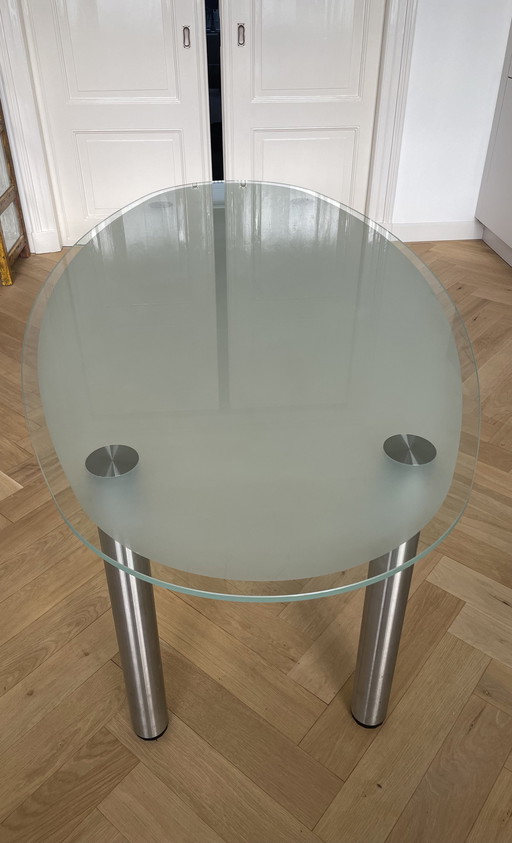 Modern glass dining table