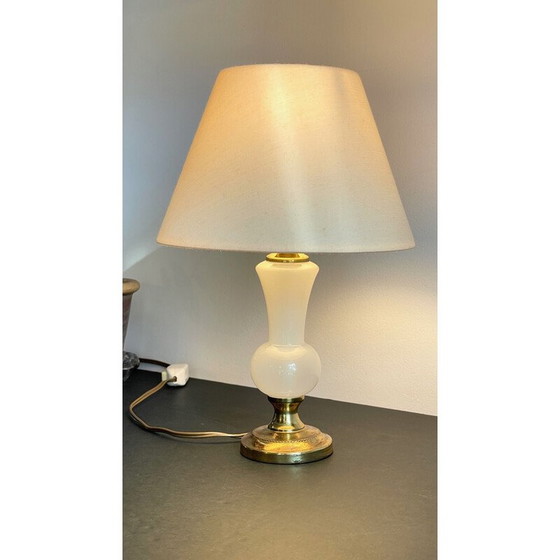 Image 1 of Vintage lamp in opaline glass and brass