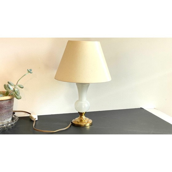 Image 1 of Vintage lamp in opaline glass and brass