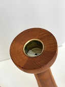 3x vintage teak candlestick