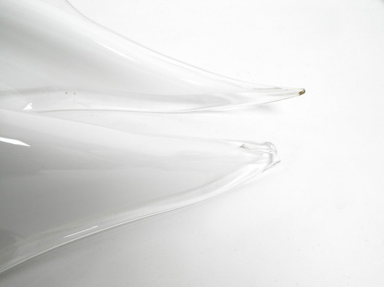 Image 1 of Beautiful Large 1950S Brass Chandelier With White And Transparent Murano Glasses By Franco Luce | Made In Italy
