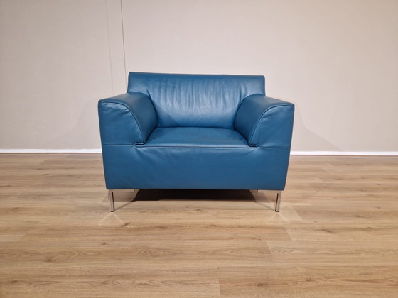 Image 1 of Fauteuil Montel Fresh Design en cuir bleu