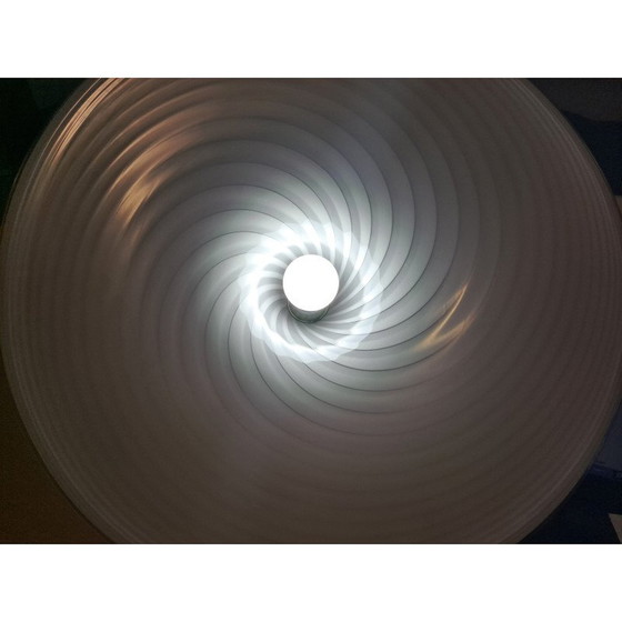 Image 1 of White and swirling vintage Murano glass pendant lamp by Venini