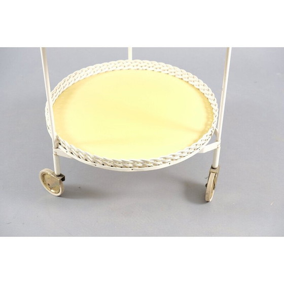 Image 1 of Vintage tea trolley in rattan and white metal, Germany 1960