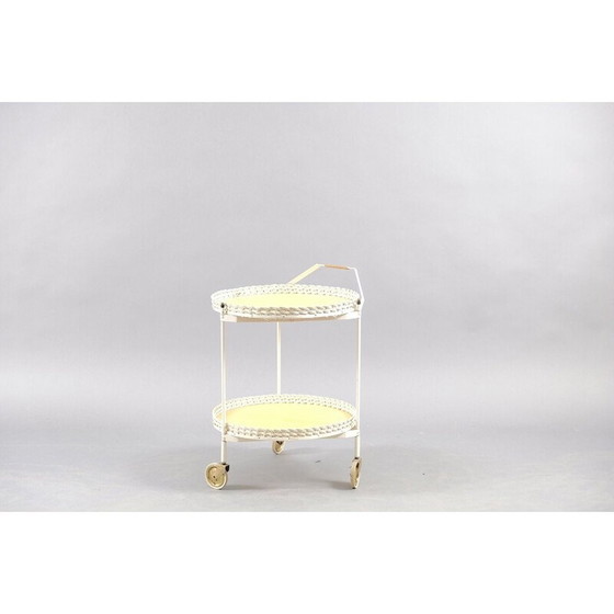 Image 1 of Vintage tea trolley in rattan and white metal, Germany 1960