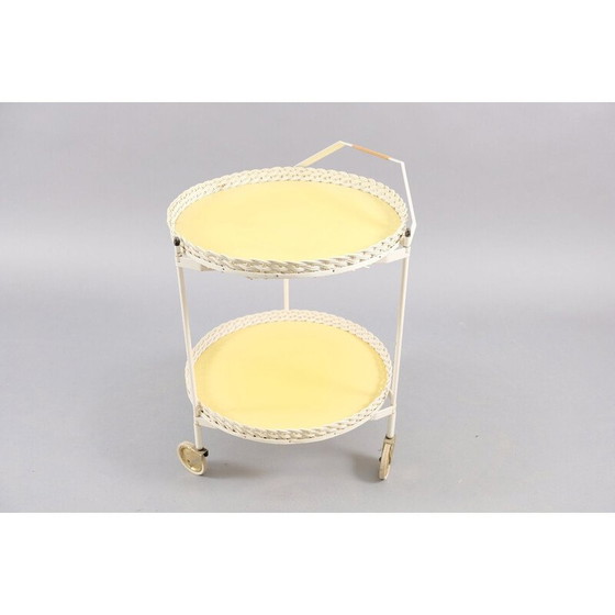 Image 1 of Vintage tea trolley in rattan and white metal, Germany 1960