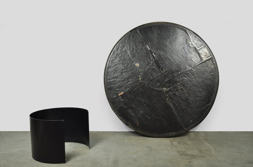 Paul Kingma / Brutalist Round Natural Stone Coffee Table / Netherlands 1988