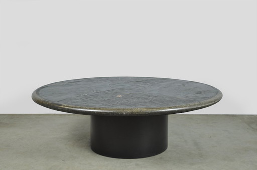 Paul Kingma / Brutalist Round Natural Stone Coffee Table / Netherlands 1988