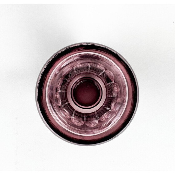 Image 1 of Bohemian vintage hand cut glass vase, 1970s