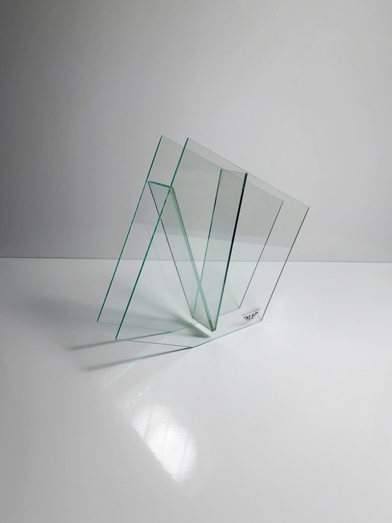 Image 1 of Postmodern Glass Vase Vis-A-Vis Flower Vase Memphis Milano Transparent Geometric Modern 90s