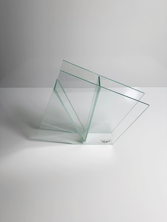 Image 1 of Postmodern Glass Vase Vis-A-Vis Flower Vase Memphis Milano Transparent Geometric Modern 90s