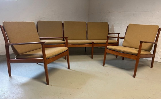 Image 1 of 1X Teak armchair by Svend Aage Eriksen for Glostrup, newly upholstered, 60s-70s
