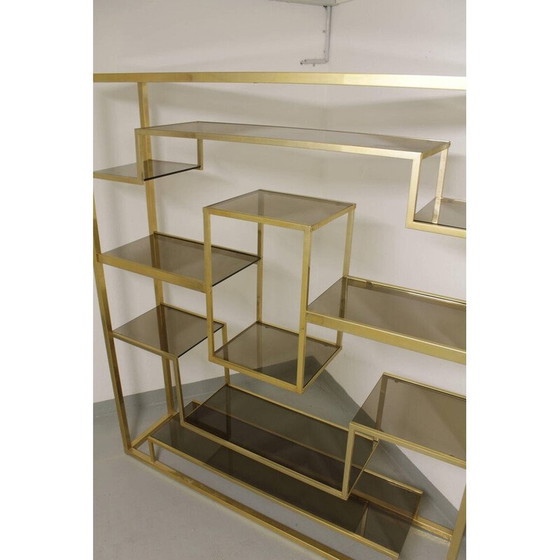 Image 1 of Mensola vintage in vetro e ottone di Romeo Rega, Italia 1970