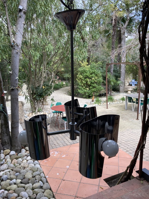 Suspension Plus Une Applique Métal, Chromée Années 70