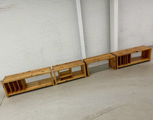 4 X Vintage Aksel Kjersgaard Pine Wood Storage Benches