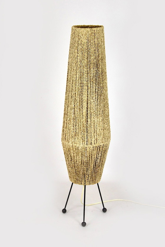 Image 1 of Space Age Rocket Floor Lamp With A Braided String, Former Czechoslovakia, 1960S