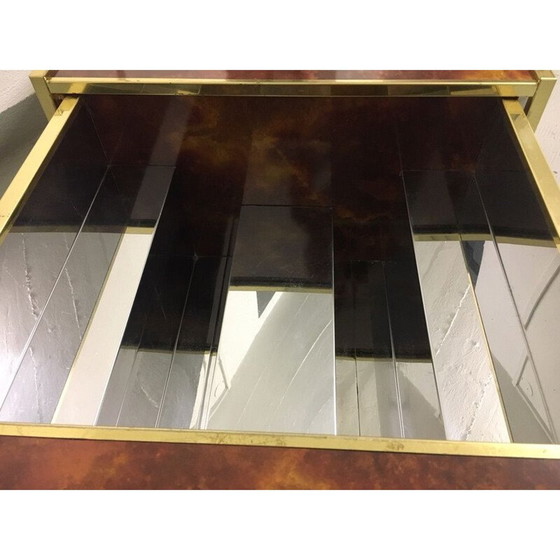 Image 1 of Tavolino da caffè vintage in formica e ottone di Lancel, Francia 1970