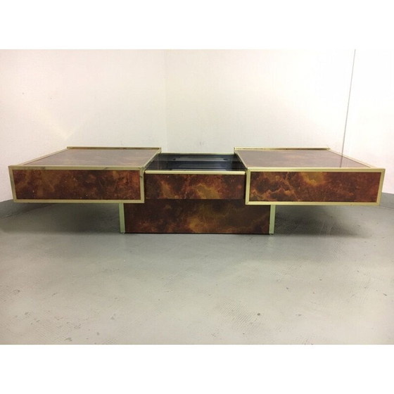 Image 1 of Tavolino da caffè vintage in formica e ottone di Lancel, Francia 1970