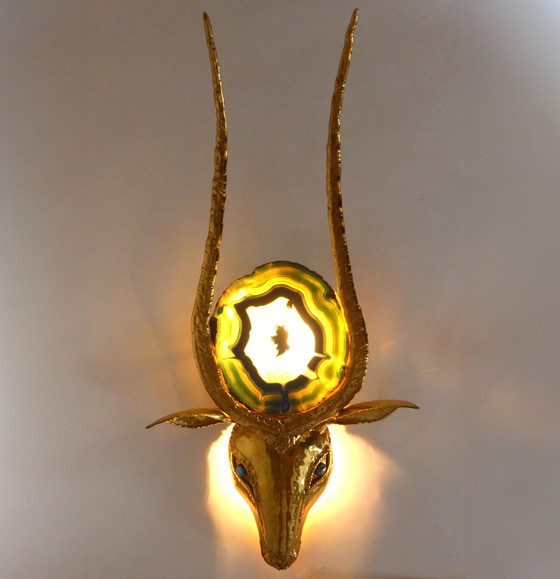 Image 1 of Brutalist wall lamp sculpture gazelle