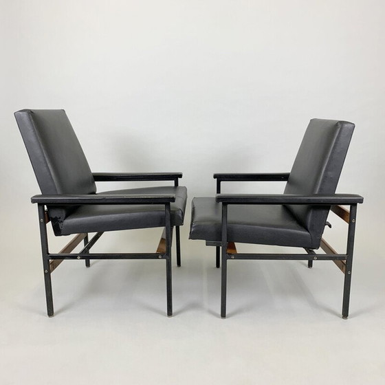 Image 1 of Pair of vintage adjustable metal armchairs, Czechoslovakia 1970