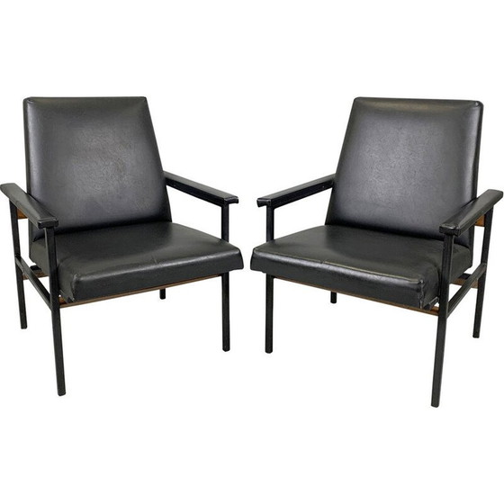 Image 1 of Pair of vintage adjustable metal armchairs, Czechoslovakia 1970